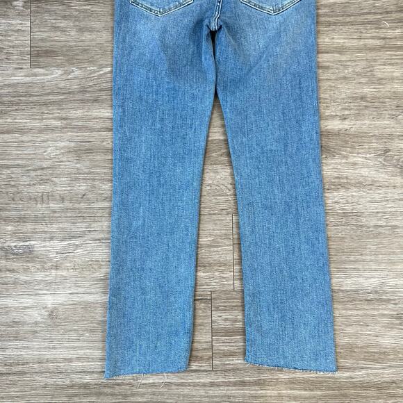 FRAME Le High Straight Light Wash Corkscrew Hem Denim Jeans in Color Whimsy (27) - Picture 7 of 9